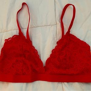 New red lined bralette